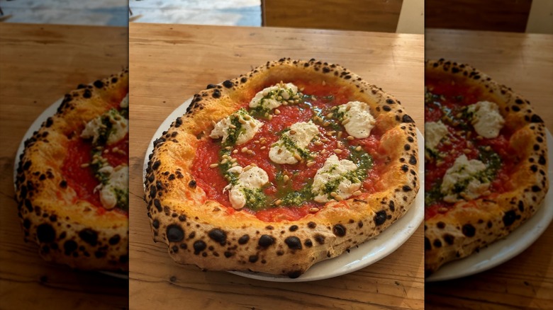 Overhead view of a margherita pizza from Sartoria Panatieri