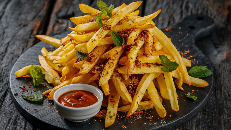 A plate of homemade french fries