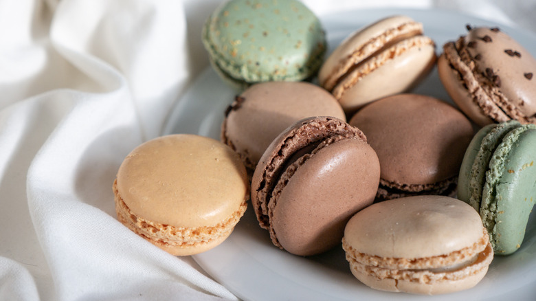 macarons on a white plate