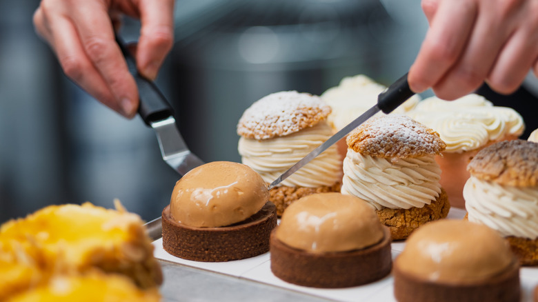 Close up of french pastries