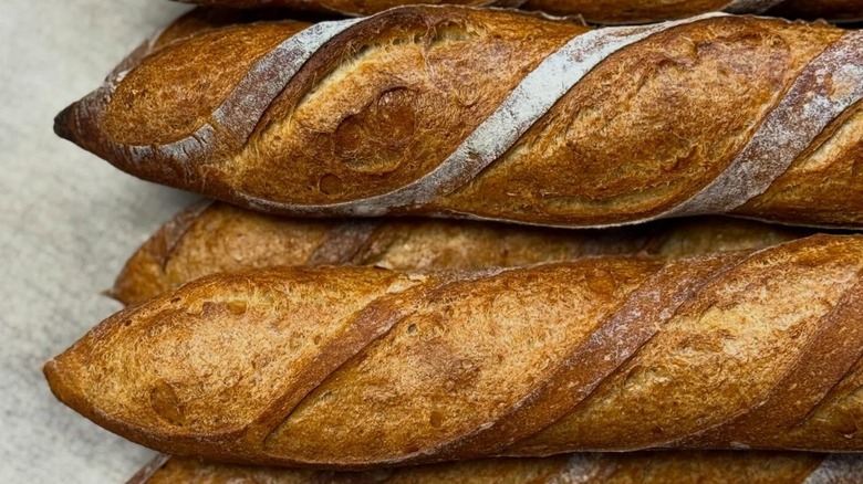 Ends of baguettes stacked