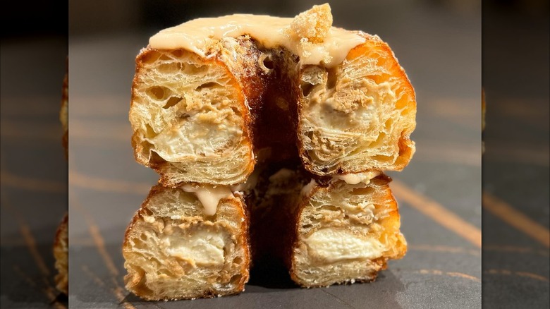Cronut halves stacked on top of each other