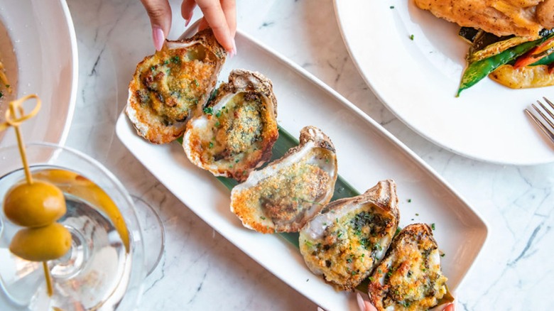 Grilled oysters and martini