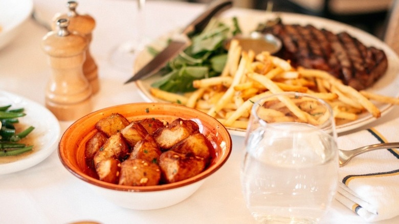 Steak frites and wine