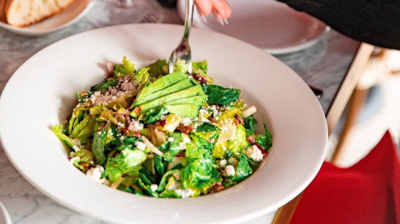 Salad and wine