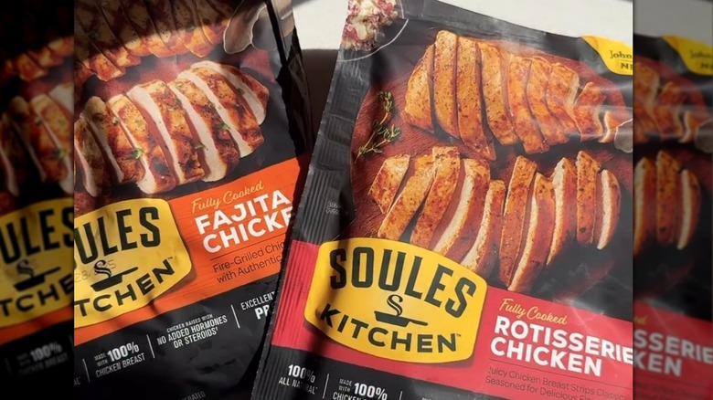 Two bags of Soules Kitchen chicken on counter