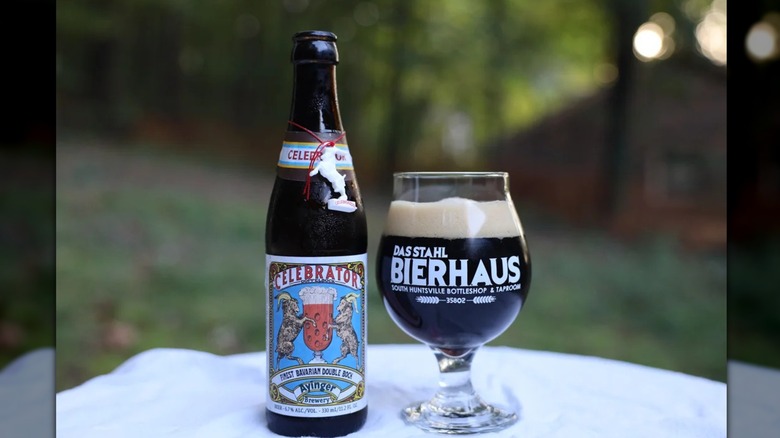 Bottle of Ayinger Celebrator next to a poured glass