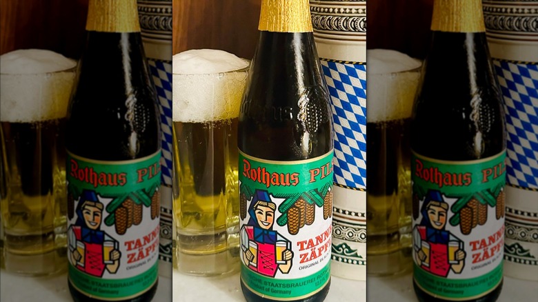 Bottle of Rothaus Tannenzäpfle next to a poured glass