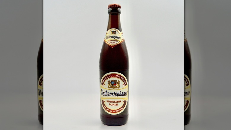 Bottle of Weihenstephaner Hefeweissbier on a white background