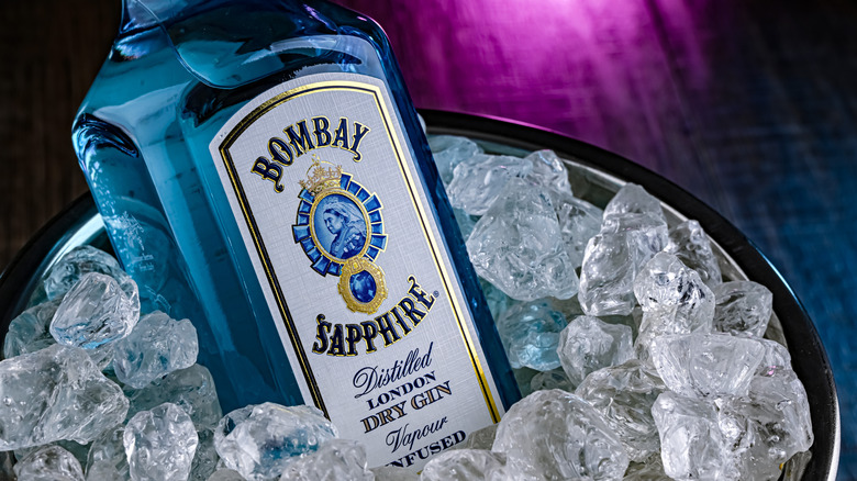 Bottle of Bomaby Sapphire in a bucket of ice