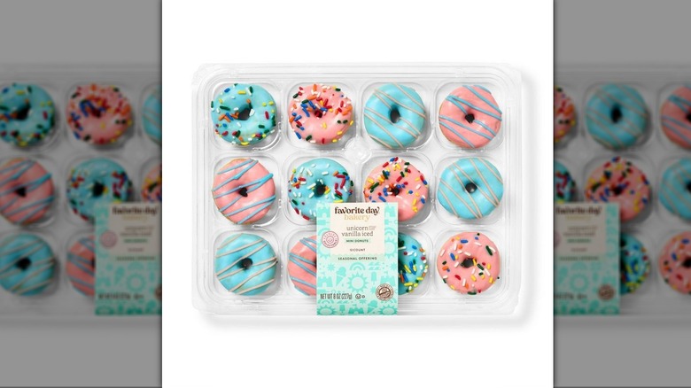 Favorite Summer Unicorn Iced Mini Donuts in their package