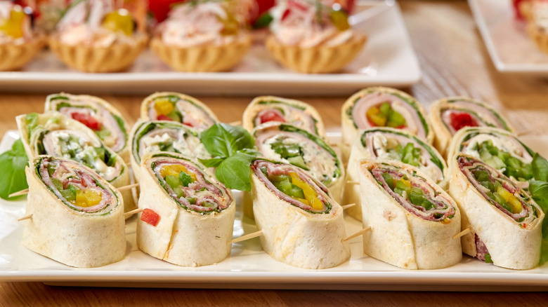 Platter of pinwheel wraps
