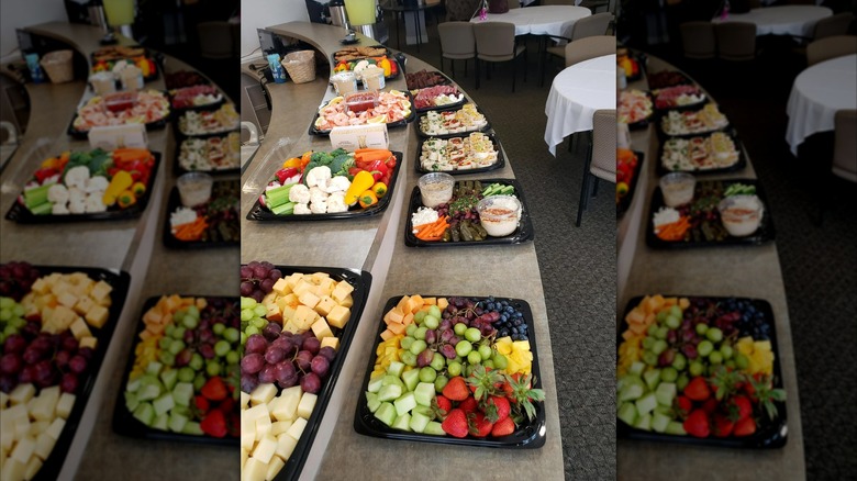 Selection of Whole Foods' party food platters laid out on a countertop
