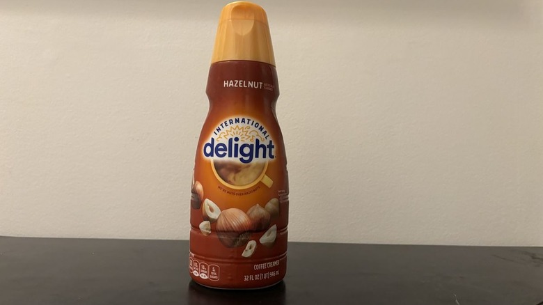 International Delight hazelnut creamer on table