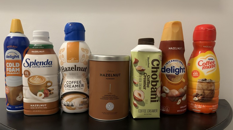 Seven best hazelnut coffee creamers on table