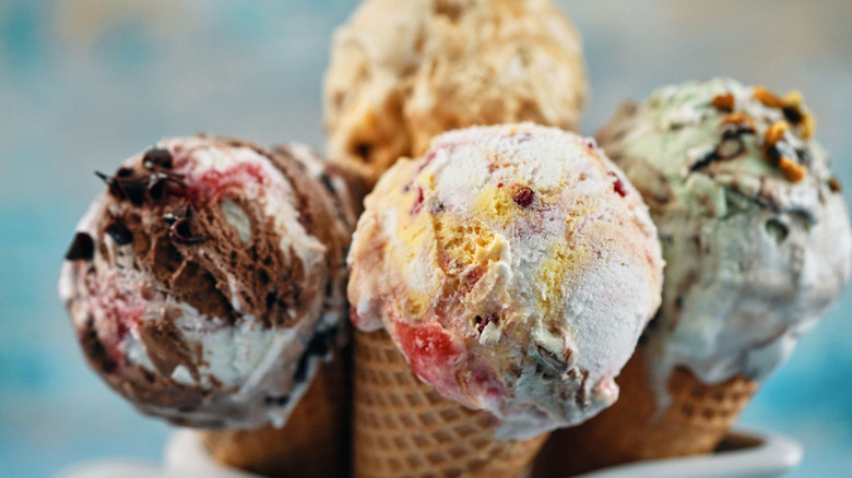 Several scoops of ice cream