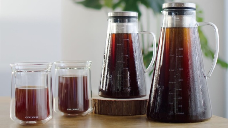 Two Ovalware iced coffee makers