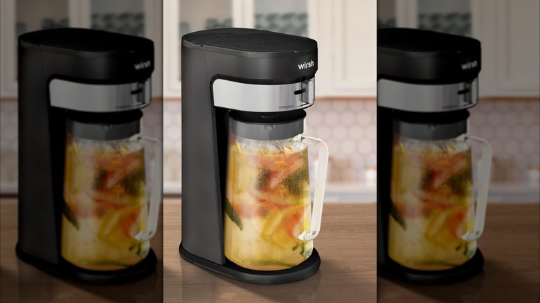 A Wirsh iced tea maker on a counter