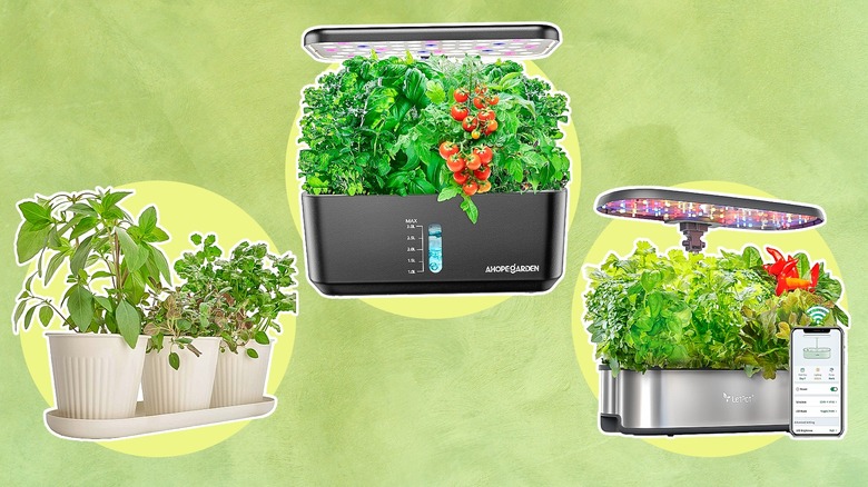 Three indoor garden kit styles