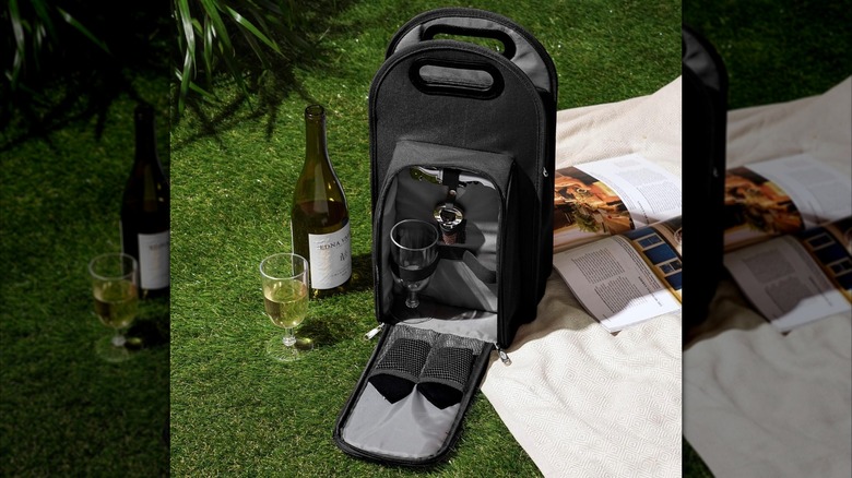 An open True Metro insulated tote bag