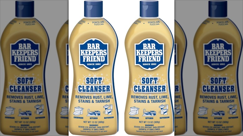 Bottles of Bar Keepers Friend Cleaner and Rust Removal on white background