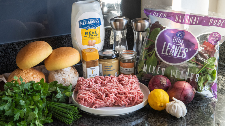 ingredients for lamb burgers