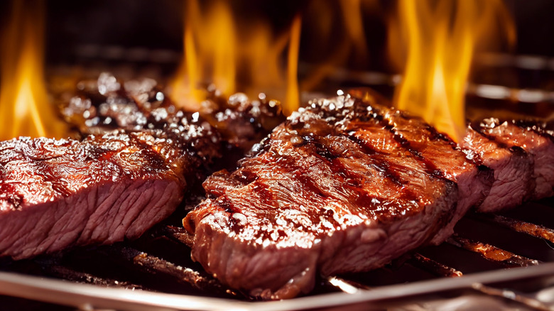 Steaks on the grill