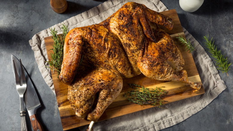 Spatchcock grilled turkey