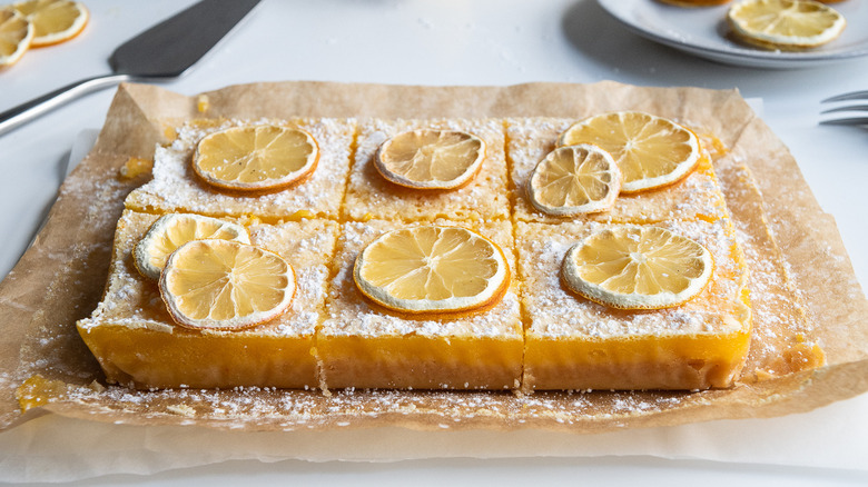 lemon bars on board