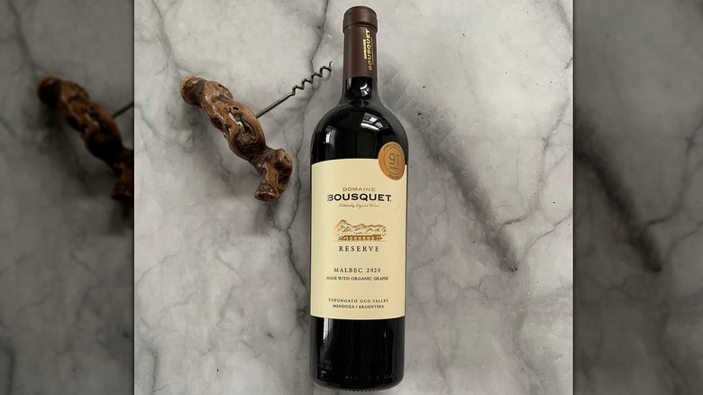 Bottle and opener of Domaine Bousquet Reserve Malbec