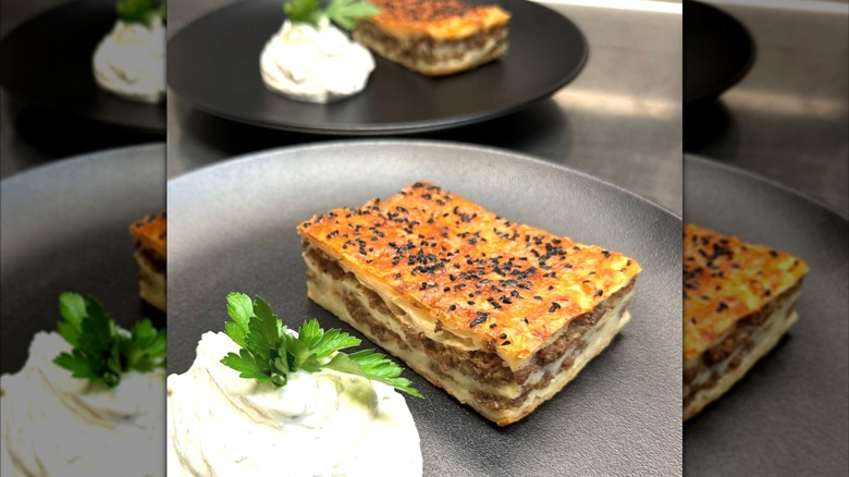 Beef borek on a plate at Cafe Mangal