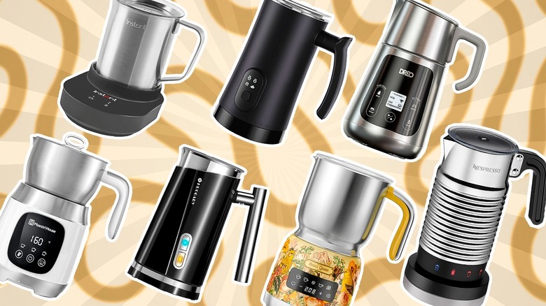 assortment of various coffee frother appliances