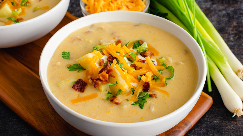 bowls of loaded potato soup