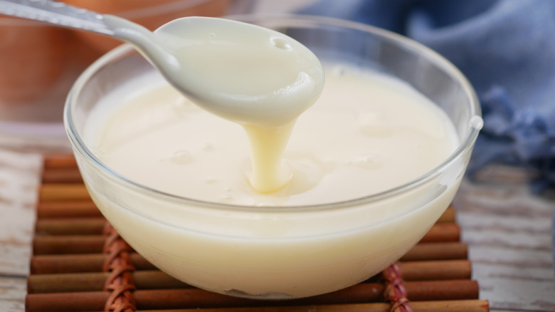 bowl of evaporated milk