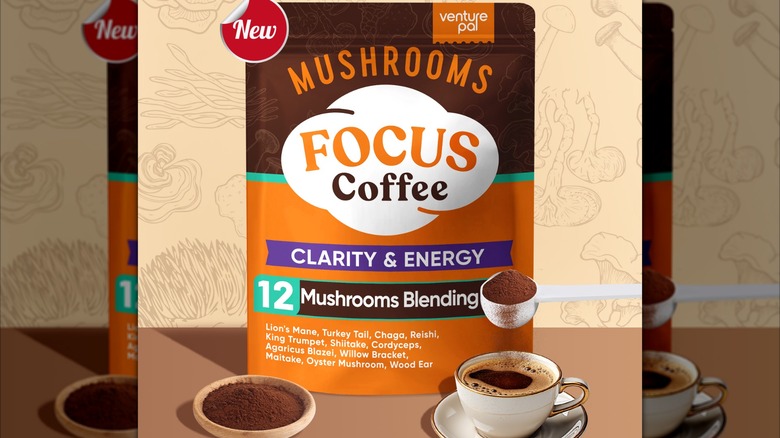 Package of Venture Pal coffee with cup and powder