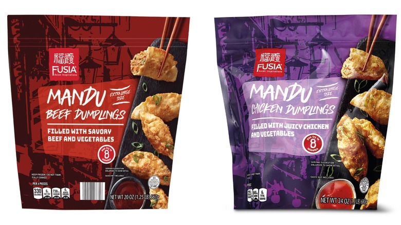 Two bags of Mandu Dumplings in Chicken and Beef flavors