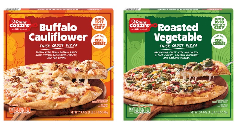 Two boxes of Mama Cozi's pizza side by side