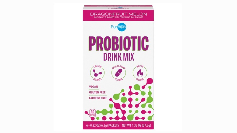 Box of PurAqua Probiotic Drink Mix Sticks in Dragonfruit