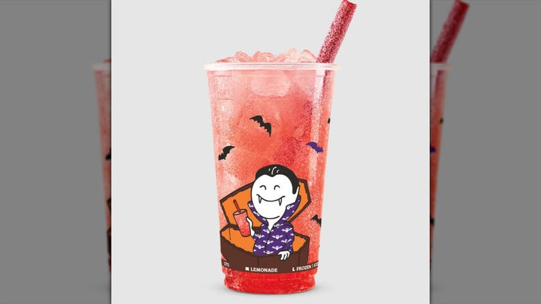 Burger King's Vampire Bite Strawberry and Sprite against a white backdrop.