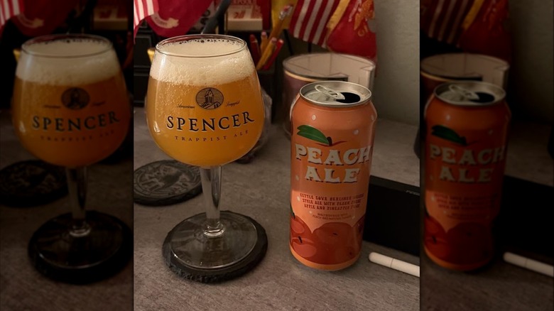 can of Campanology Peach Ale beer served served in glass