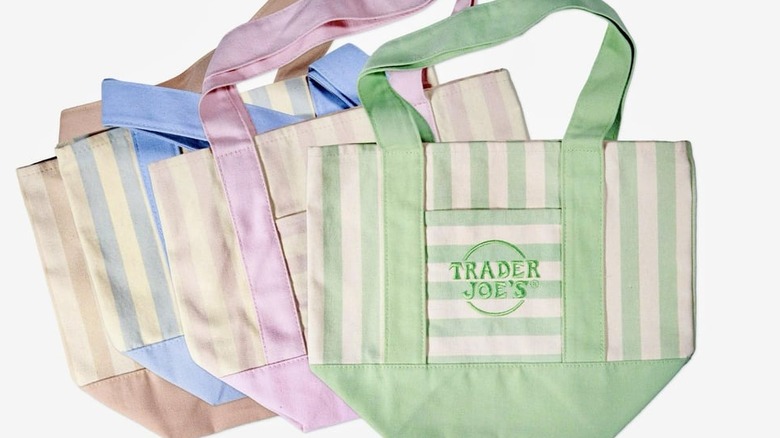 Trader Joe's Mini Pastel Striped Canvas Tote Bags