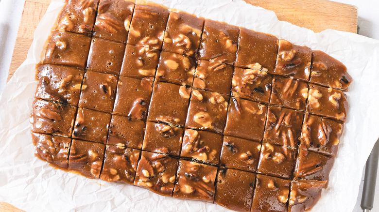 Oklahoma nut candy cut into pieces