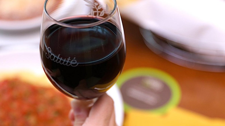 glass of red wine at Olive Garden
