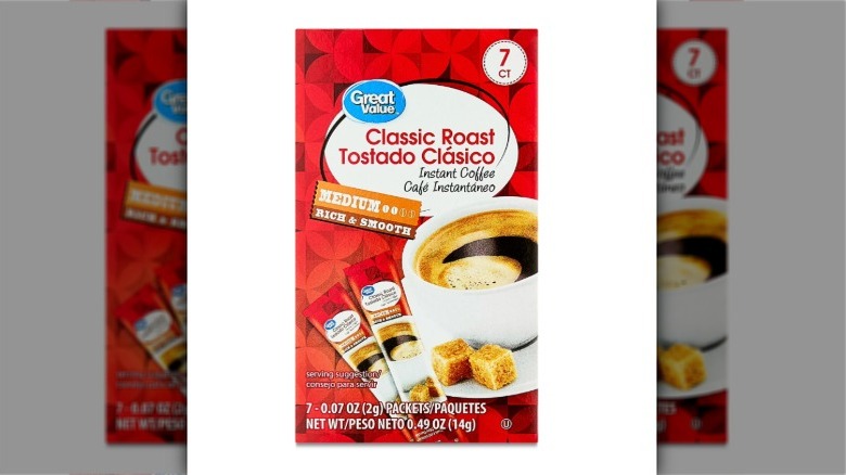 Product image of Great Value coffee in a red package box