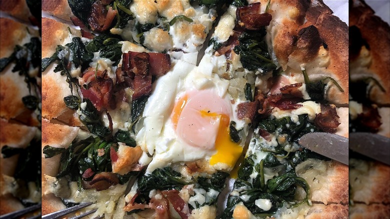 Egg on a pizza