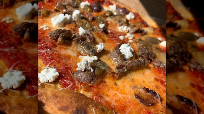 Lamb and feta on pizza
