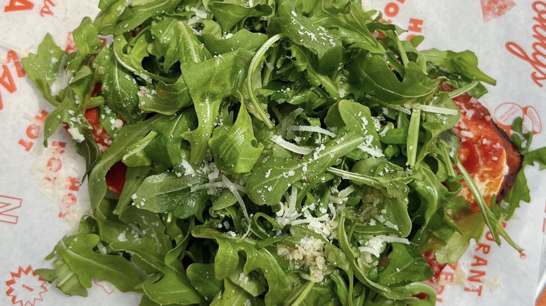 Salad on pizza