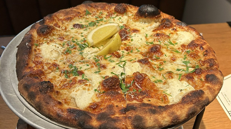 White pizza with lemon