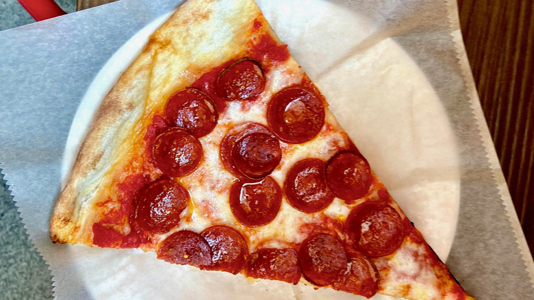 New York style pizza on plate