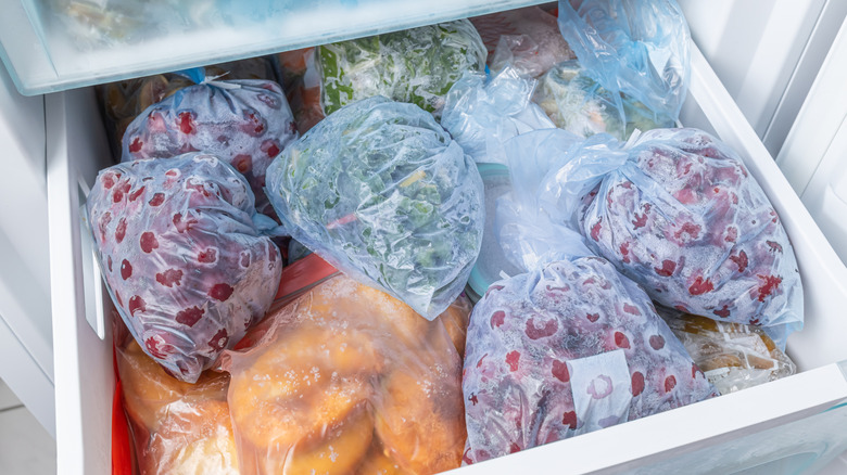 food stored in freezer